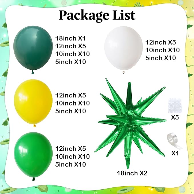Green Yellow White Balloon Arch Garland Kit, Golf Hole In One Birthday Decorations with Foil Star Balloons for Golf First Birthday Lets Par-tee Sports Themed Party Retirement Decorations Supplies