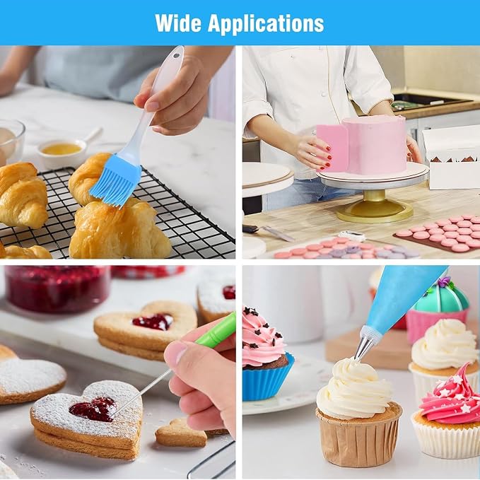 firstake Piping Bags and Tips Set, 100pcs 12 Inch Icing Bags with 14 Tips | Leak-Proof, Food Grade, Disposable, Easy Cleanup for Icing, Frosting, Royal Icing, Cake Decorating, Cookies & Candy Pastry