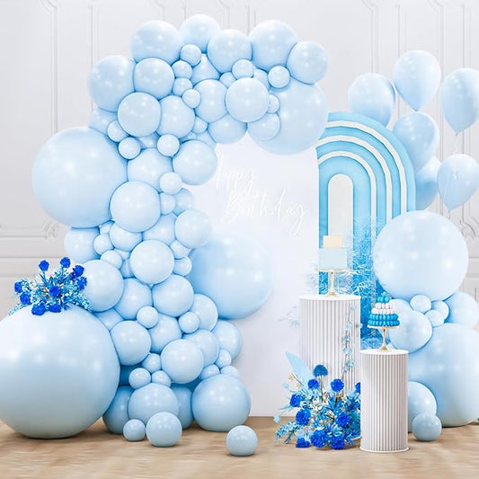 PartyWoo Baby Blue Balloons 127pcs Different Sizes of 36 18 12 10 5 Inch Light Pastel Sky Aqua Blue Balloon Arch Kit Garland for Graduation Baby Shower Gender Reveal Easter Party Decorations Blue-Q13
