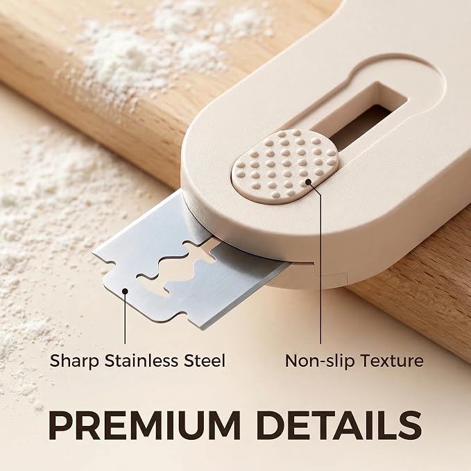 Bread Lame Sourdough Scoring Tool，Extractable & Magnetic Bread Knife Sourdough Scoring Tool，Bread Razor for Homemade Bread, Scoring Knife for Bread Baking, Includes 5 Razor Blades（Cream）