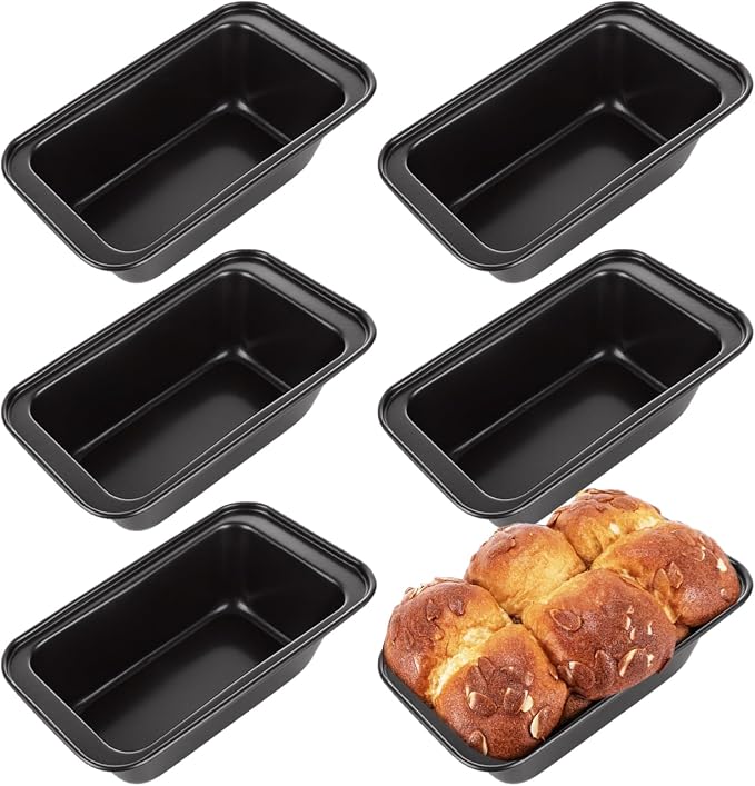 QTLCOHD 6 Pack 6" x 3" Bread Loaf Pans | Non stick Carbon Steel Bread Pans for Baking Homemade Bread