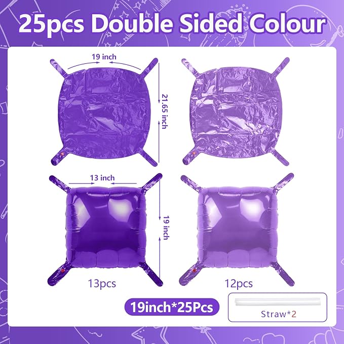 NISOCY 25PCS Purple and Light Purple Square Foil Balloons Wall Backdrop Double Sided Dark Purple and Purple Balloons Arch Kit for Birthday Anniversary Wedding Baby Bridal Shower Party Decorations