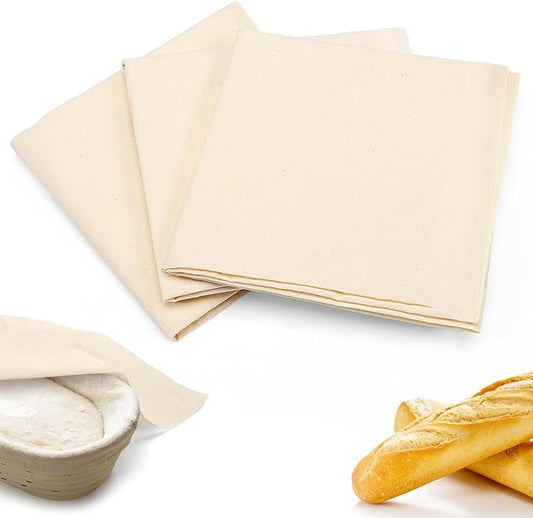 3Pcs 28"x28" Large Tea Towels for Sourdough Bread Baking - 100% Cotton Unbleached Reusable Flour Sack Towels, Proofing Cloth Supplies for Baguettes, Loaves, Ciabatta Dough Rising