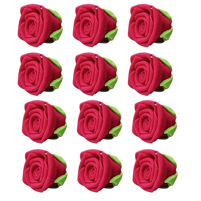 Confect Edible Rose Cake Toppers For Cupcakes | Edible Cake Toppers | Roses for Cake Decorations | Edible Viva Magenta Roses - Pack of 12, Magneta