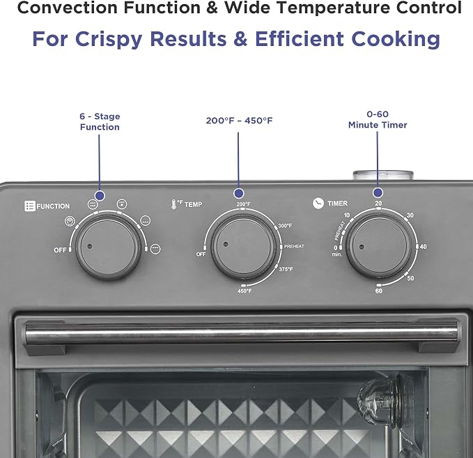 Magnavox Home, 16.5 qt Air Fryer Oven, With Steam Infusion, Black