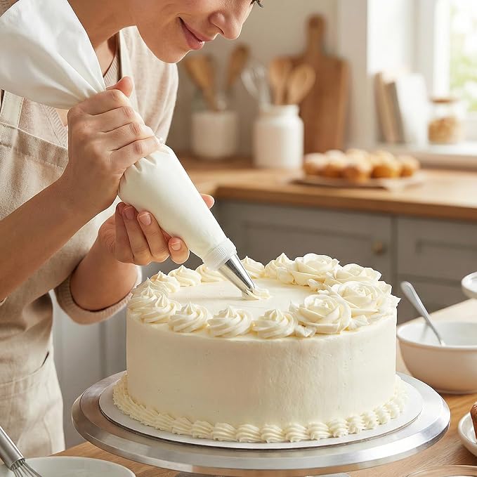 3-Pack Piping Bag Reusable,Big Piping Bags,Mangas Pasteleras Reusables 20-Inch, White Cloth Cake Decorating Bag,with Hanging Loop for Cake Decorating, Leak-Resistant & Dishwasher Safe