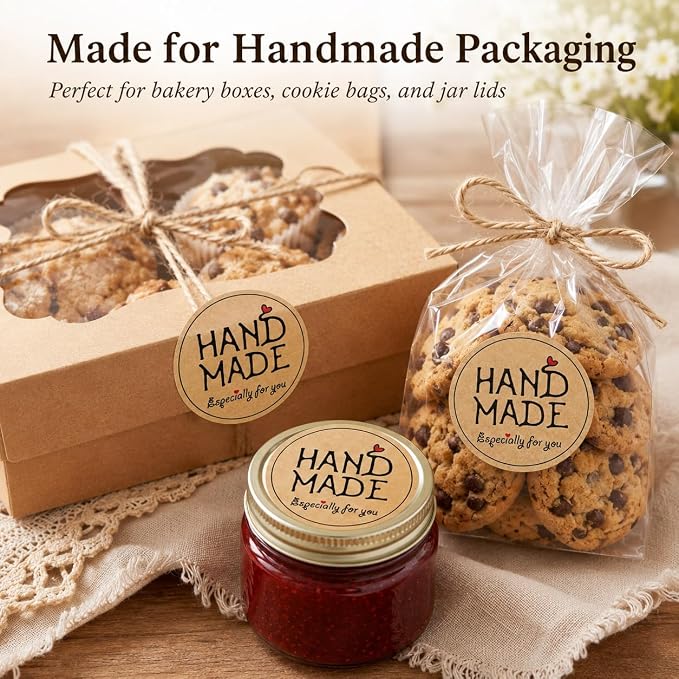 Handmade Kraft Packaging Stickers: 120 PCS 1.6 Inch Round Paper Seals with Especially for You Design for Small Business Bakery Boxes, Cookie Bags, Jars and Treat Bags