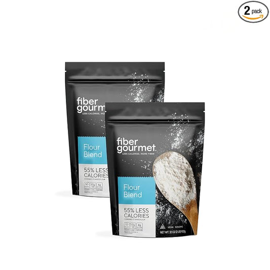 Fiber Gourmet Low Net Carb Flour Blend - Keto Friendly All-Purpose Baking Flour with 55% Fewer Calories, 81% Fewer Net Carbs, 17g Fiber, Non-GMO Vegan - 32 Ounce (pack of 2)