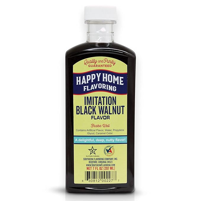 Happy Home Imitation Black Walnut Flavoring, Non-Alcoholic, Certified Kosher, 7 oz.