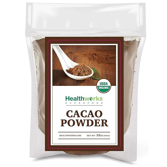 Healthworks Superfoods Organic Cacao Powder - 32 Oz / 2 Lbs - Cocoa Chocolate Substitute - Rich Chocolate Flavour - Sugar-Free, Keto, Vegan & Non-GMO - Peruvian Bean/Nut Origin - Antioxidant Superfood