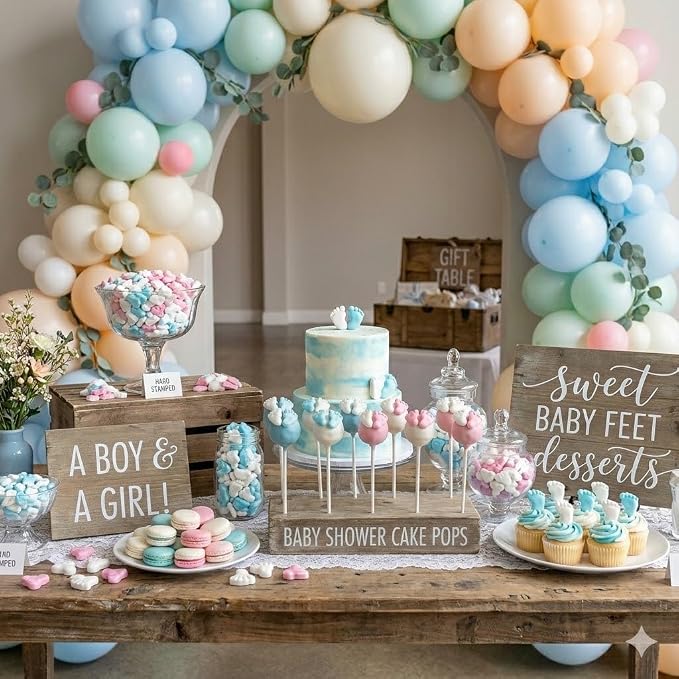 Oasis Supply Baby Shower Sprinkles & Sugar Shapes – Edible Decorations for Cakes, Cupcakes, and Cookies – Gender Reveal, Boy, Girl, and Neutral Party Baking Decorations - Pink Baby Feet