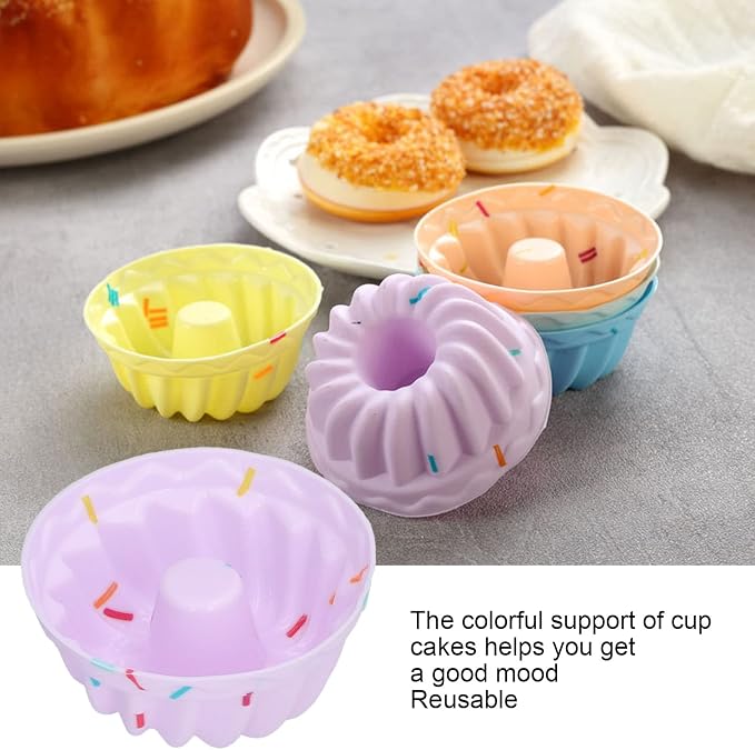 Reusable Silicone Baking Cups, 20Pcs Small Cake Cup Muffin Baking Cups Nonstick Cupcake Liners Fancy Dessert Tray Thread Set