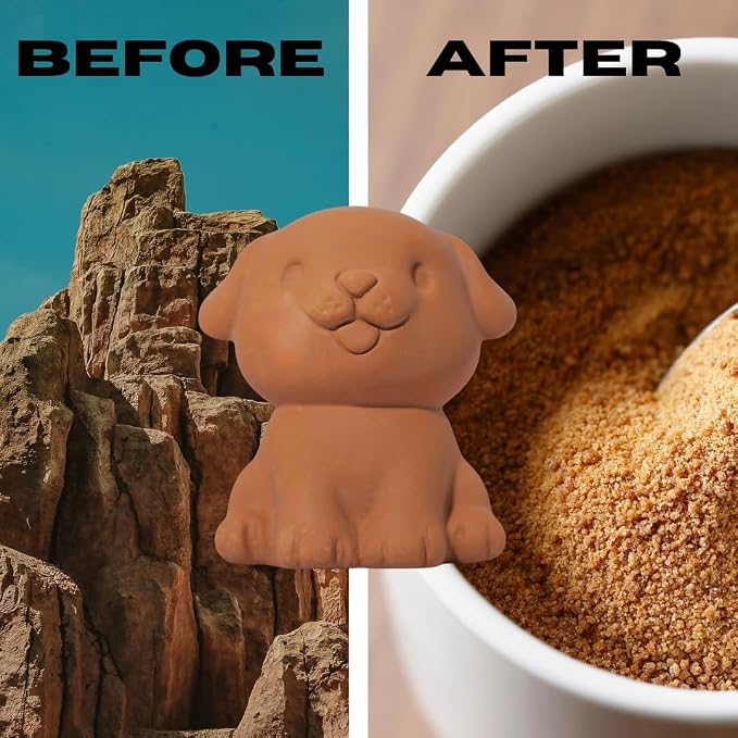 Sifri 3D Brown Sugar Keeper 2-in-1 Set – Terracotta Clay Puppy & Spoon Saver Softener – Cute Kitchen Storage & Freshness Holder for Sugar – Gift for Bakers (1, Dog and Spoon)