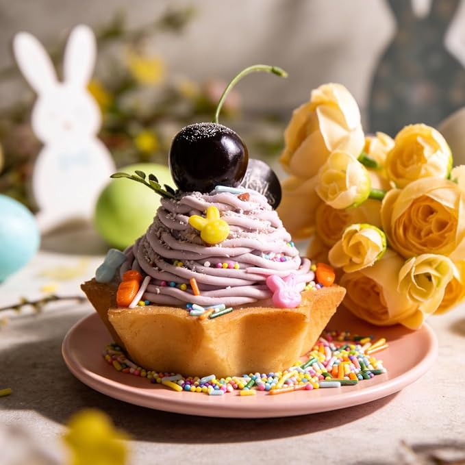 Easter Sprinkles for Cake Decorating, 4.6oz Edible Pastel Sprinkles with Bunny Carrot Jimmies Nonpareils, Spring Sprinkles for Baking Cupcake Cookies