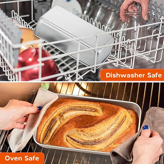 Onader 9x5 Inch Loaf Pans for Baking Bread, 10 Pack Stainless Steel Bread Loaf Pan Set, Metal Bread Tins for Meatloaf, Non Toxic & Dishwasher Safe