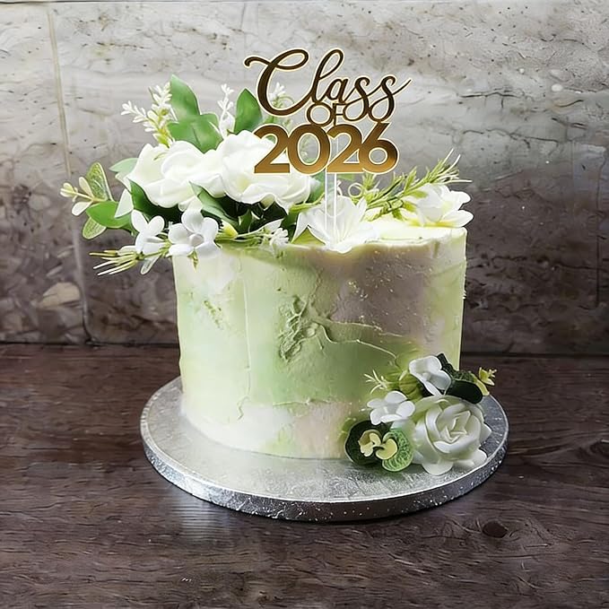 Class of 2026 Congrats Grad Cake Topper-Arcylic Graduation Party Decorations-Congratulations Cake Decor College High School Graduation Party Favors (gold)