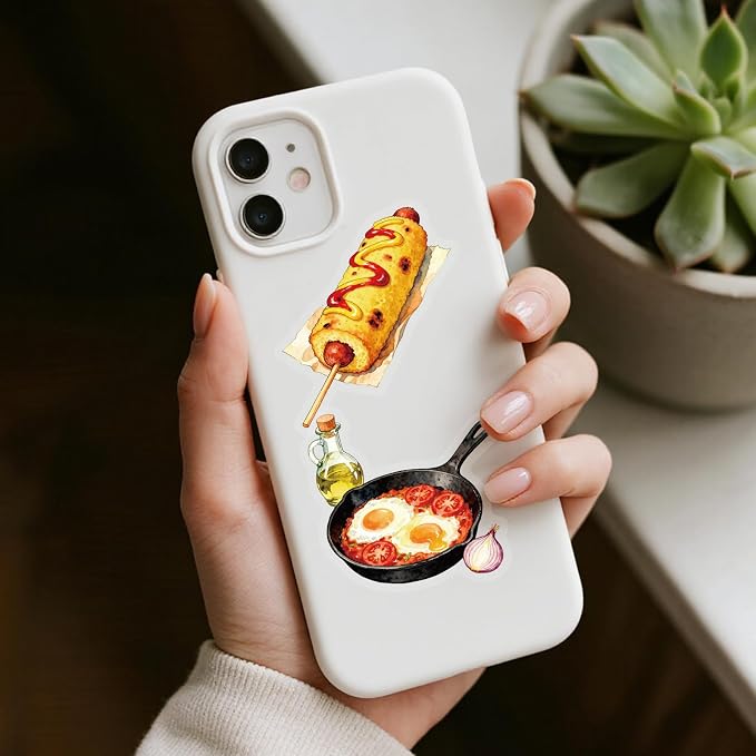 56 pcs Kitchen Food Cooking Clear PET Stickers, Vintage Bakery Bread Fruit Vegetable Transparent Die-Cut Decals, Waterproof Aesthetic Stickers for Journal Planner Scrapbook Recipe Book DIY Decor