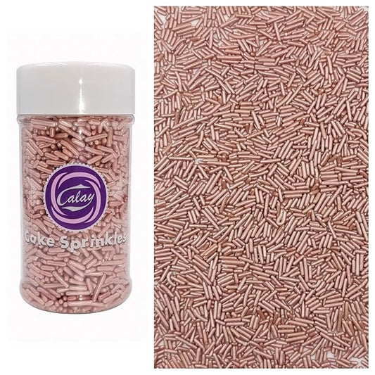 Sentovac Edible Rose Gold Jimmies Sprinkles for Cake Decorating | Cupcake and Ice Cream Toppers Cake Decorations | Soft Jimmies Sprinkles for Baking | 1 Bottle 2.75oz Cookie Decorating Celebrations Wedding Shower Party Chirstmas Supplies