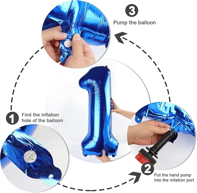 5 Balloon Numbers 40 Inch Blue Birthday Decorations for 5th Boys Girls, Self Inflating Big Navy Number Balloons for 15 25 35 50 Women Men Graduation Party Decor Supplies