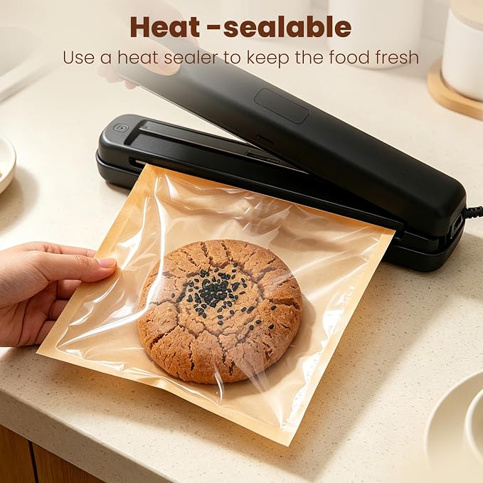 100 Pack Self Sealing Cookie Bags with Seal, 7.1x7.5 Inch Bagel Bags with Clear Window, Grease Resistant Bakery Packaging for Cake Pop, Donuts, Brownie, Pastry, Scone and Other Treats