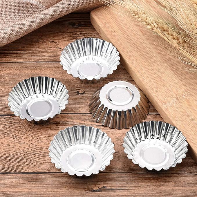 JTLB Egg Tart Mini Aluminum Cake Muffin Tins Pans Non Stick Cupcake Kitchen Reusable Baking Tools (30*Egg Tart Mo LDS)