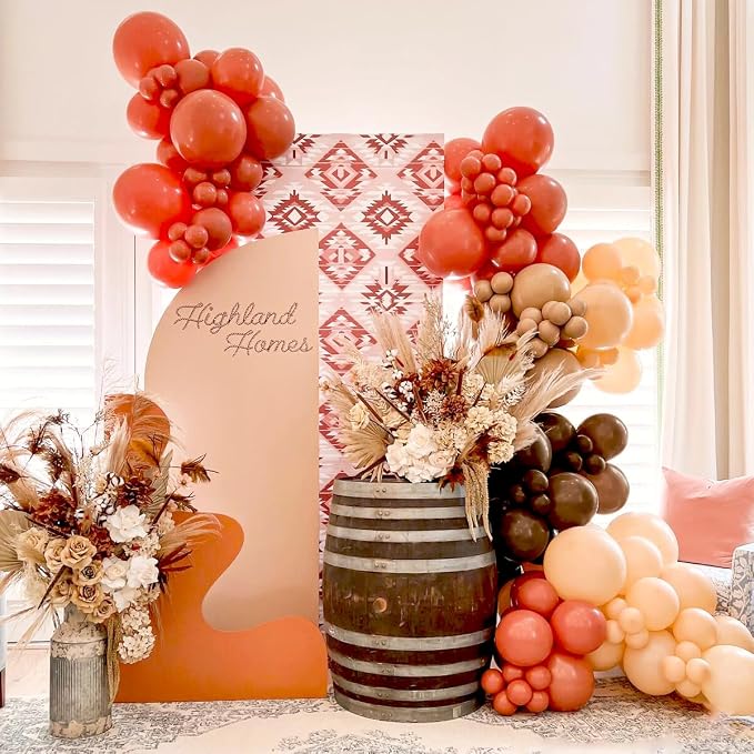 Boho Orange Brown Nude Balloon Arch Kit, 160Pcs Dusty Orange Dark Brown Tan Nude Balloons Garland for Birthday Party, Baby Bridal Shower, Wedding Decorations