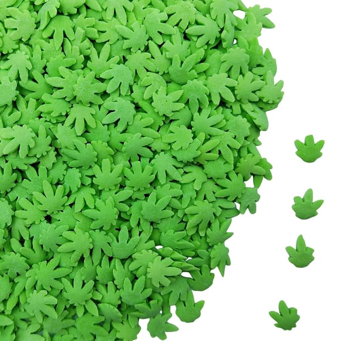 Edible Leaf Sprinkles, Green Sugar Sprinkles for Cake Decorating, Edible Sprinkle Mix for Baking Cookie, Cupcake Toppers, Ice Cream Topping, and Birthday Decorations