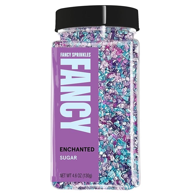 Fancy Sprinkles Enchanted Fancy Sugar | Pastel Blue, Pink, Purple & Lavender Pearlescent Sugar Crystals | Cocktail Rimming & Cookie Decorating | Baby Shower & Bridal | 1 Pack (4.6 oz)
