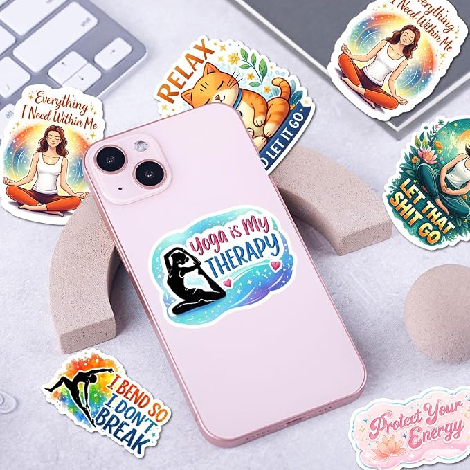 10pcs Yoga Stickers Gifts for Yoga Lovers Women Wellness Multiple Different Design, Waterproof UV-Resistant for Water Bottle, Laptop, Window, Car