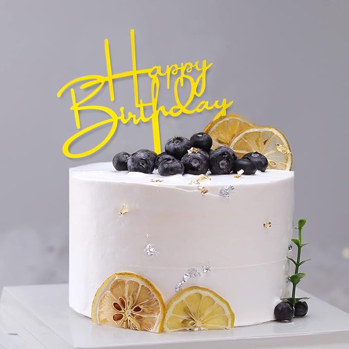 10 PCS Gold Happy Birthday Cake Topper Acrylic Cupcake Topper Birthday Supplies Decorations