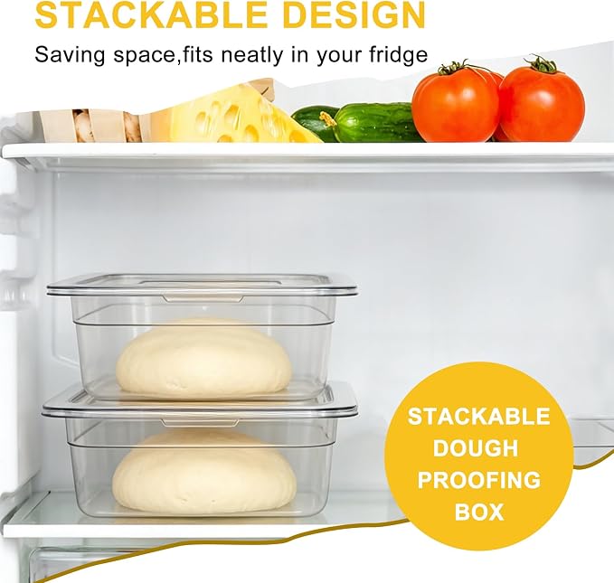 Dough Proofing Container, 5QT Large Capacity Holds Up to 6.6Lb of Dough, BPA-Free Tray with Lid Dough Rising Box for Bread, Sourdough, Pizza