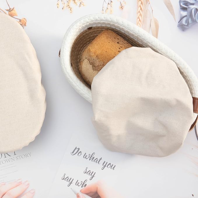 2 Pack Oval Organic Linen Bowl Covers, Bread Proofing Cover,10 IN Elastic Sourdough Bowl Covers, 100% Natural Organic Linen,Unbleached,Perfect for Bread Banneton Proofing Basket (2 Pack - 10in-Oval)