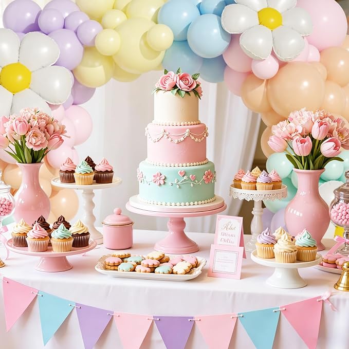 Pastel Daisy Flower Balloon Garland Arch Kit, Pastel Macaron Flower Balloons for Baby in Bloom Baby Shower Birthday Party Decorations