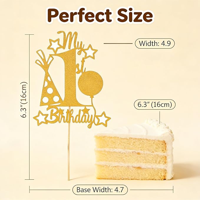 Happy Birthday Cake Topper Party Decorations for Kids Baby Showers, Themed Parties Happy Birthday Celebrations for Cake Decor Enthusiasts (Gold)