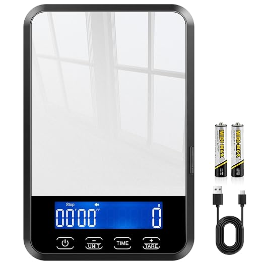 Letron Food Scale, 33 lb / 0.1 oz High Precision Kitchen Scale for Sourdough Bread, Built-in 7 Units, Timing & Tare Function, Rechargeable Digital Kitchen Scale for Food, Baking, Cooking, White