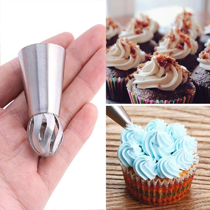 Russian Piping Tips Set, Airlxf 8PCS Stainless Steel Icing Piping Nozzles Tips Cake Cupcake Decorating Supplies Kit Flower Frosting Tips DIY Icing Piping Tips for Cake Decorating (8PCS)