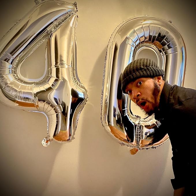 Silver Number Balloon 40 Inch, 0 Number Balloons, 10 20 30 40 50 Numbers Balloon Birthday Decorations, Silver Party Supplies for Women Men