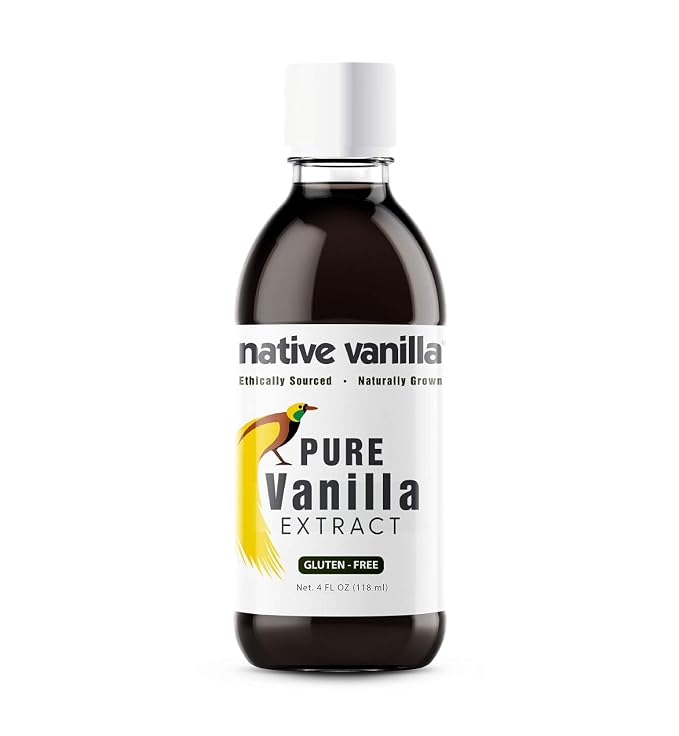 4 oz Pure Vanilla Extract - 100% Real Vanilla Extract - For Cooking, Drinks & Desserts - 100% Vegan, Sugar Free & Kosher - Non-GMO & Gluten-Free - Native Vanilla