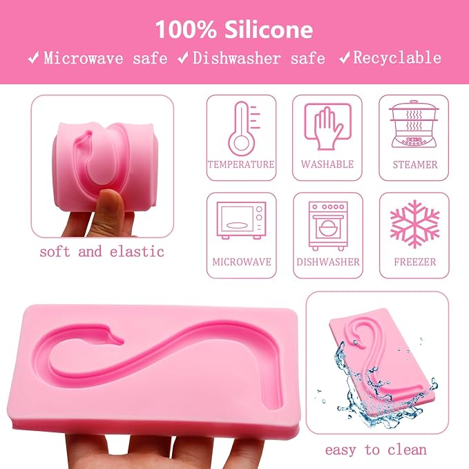 Swan Silicone Mold Set, 3-Piece, Pink, for Cake Decorating Fondant | Wings Neck Molds for Chocolate Baking, Non-stick Surface, Easy Release & Clean, Dishwasher Safe, Reuse, Food-grade, Pink