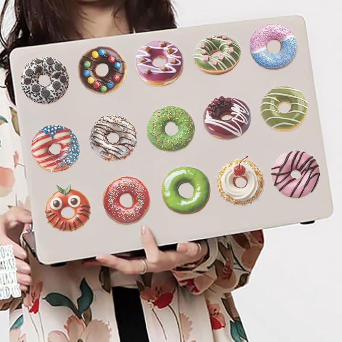 Cute Donut Stickers for Kids Girls, 50PCS Funny Realistic Doughnut PET Transparent Waterproof Stickers for Water Bottles Laptop Phone Scrapbook, Sweet Snack Decals for Donut Lovers
