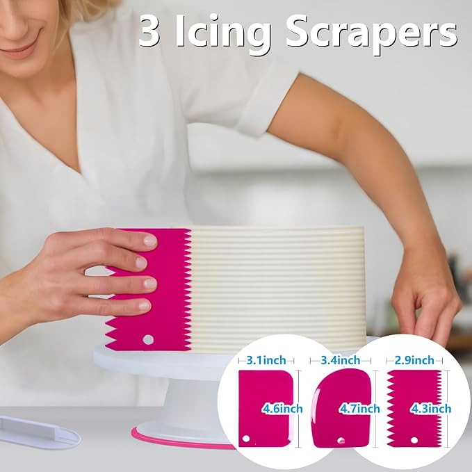 200PCs Cake Decorating Supplies Kit for Beginners - Cake Turntable, 55 Cake Piping Tips, Straight & Offset Spatula, 110+1 Piping Bags, Cake Leveler, Cake Scraper Sets & Baking Tools