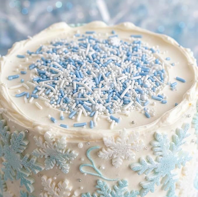 Manvscakes, Natural Sprinkles, No Artificial Dyes, Snowflake Edible Sprinkles, Holiday Cake Decorations, Dessert, Cookies, 3 ounces, Christmas Sprinkles, Winter Baking, Gluten Free, Blue Sprinkle