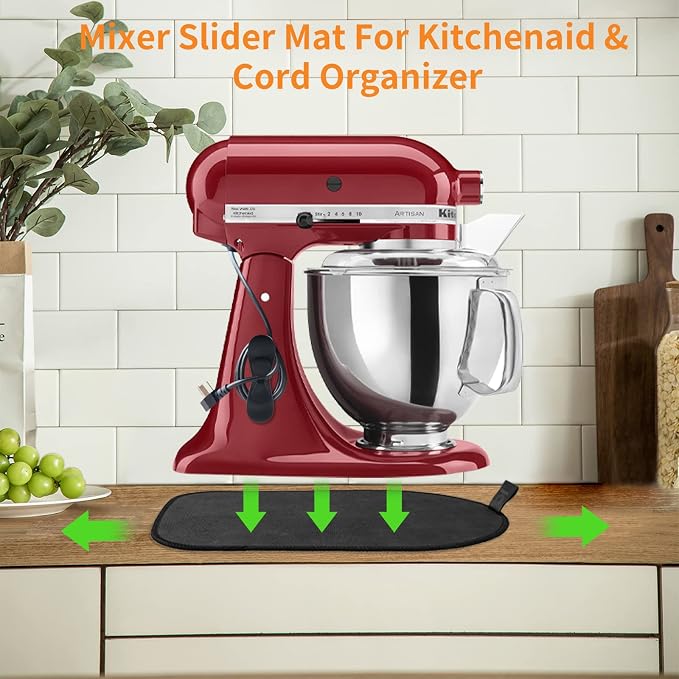 Sliding Mat Compatible with Kitchenaid Mixer with 2 Black Kitchen Accessories, Mixer Slider Mover Pad Compatible with Kitchenaid 4.5-5 Qt Tilt-Head Stand Mixer, Kitchen Aid Mixer Accessories