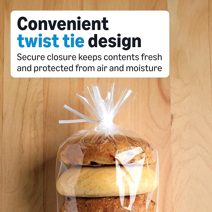 Amazon Basics Twist Tie Storage Bags, Gallon Size, Great for Bread and Rolls, 100 Count