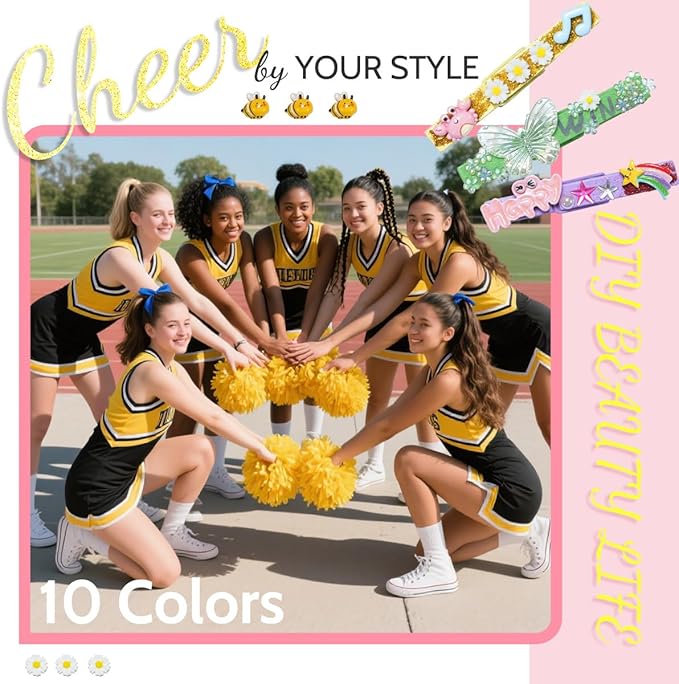 Cheer Pins, 100 pcs Clothes Pins Wooden & 350+ pcs Charms Kit, Team Diy | Wider Variety of Accessories, Fit Team of 20+People, Fade-resistant Charms, Cheer Pins for Cheerleaders, Craft, Decoration