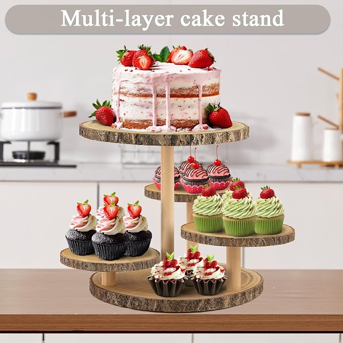 Rustic 4-Tier Wooden Cupcake Stand for 50 Cupcakes - Elegant Dessert Display for Parties, Weddings, Birthdays & More