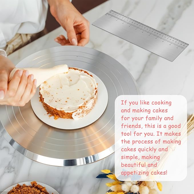 12 Inches Stainless Steel Cake Scraper Leveler and Smoother Metal Cake Scraper Frosting Smoother Baking Scraper Tool for Buttercream