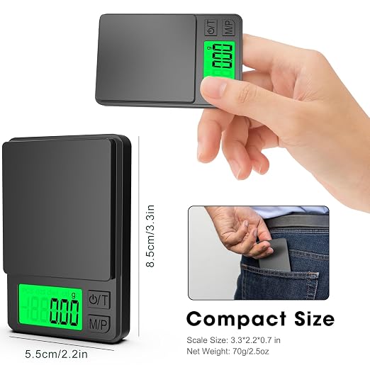 Mik-Nana Pocket Scale, 1000g x 0.01g Precision Gram Scale | Small Digital Scale Grams Ounces Grains, Kitchen Scale, Jewelry Scale for Gold, Gem, Herb, Great for Travel Food Scale