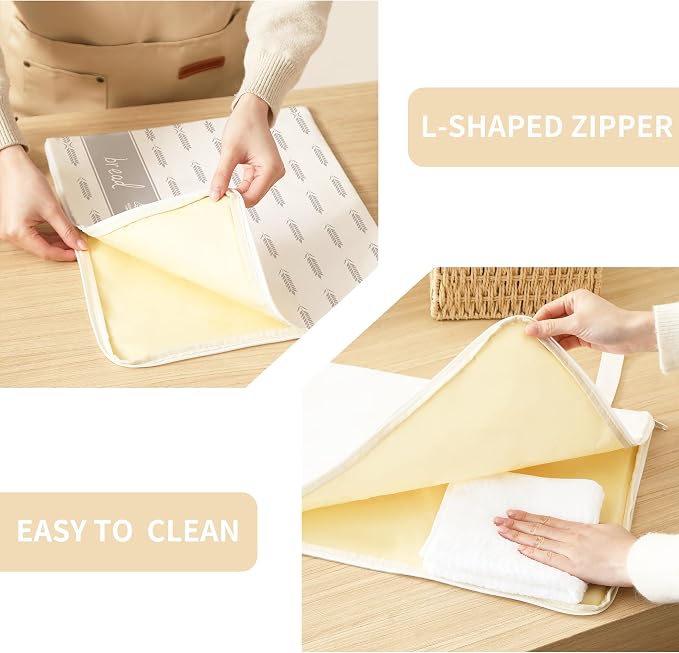 WiNDANCE 2 Pack Beeswax Bread Bags with Zipper, XL(13x17in) Sourdough Bread Storage for Homemade, Freezer Storage Bag to Keep Fresh, Cotton Beeswax Container, Baguette Bag with Liner Kitchen Baking