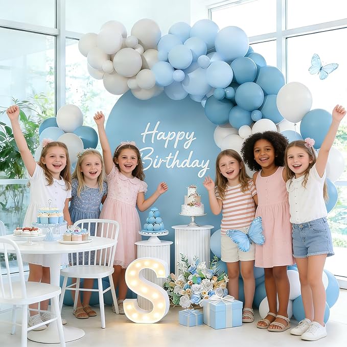 Dusty Blue Balloons Garland Arch Kit, Haze Blue Sand White Balloon Arch Kit, Pastel Blue Beige Balloon for Baby Shower Gender Reveal Birthday Engagement Wedding Bridal Shower Party Decorations